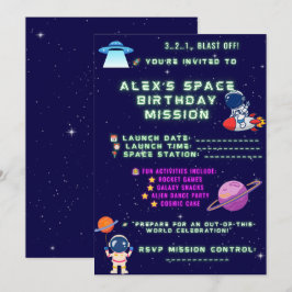 宇宙飛行士の誕生日招待状 - 楽しい宇宙へ飛び出そう! 招待状