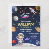 宇宙飛行士の誕生日　銀河系の宇宙空間で打ち上げ 招待状 (正面)