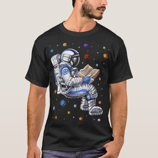 宇宙飛行士の読書 Tシャツ (正面)