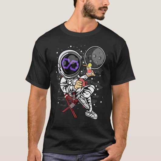 宇宙飛行士の退職ポリゴンのMaticコインにモー対 Tシャツ (正面)