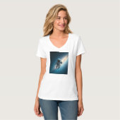 宇宙飛行士の銀河レディースVネックTシャツ Tシャツ (正面フル)