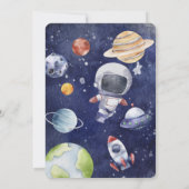 宇宙飛行士の銀河系パーソナライズされた第1の誕生日パーティー 招待状 (裏面)