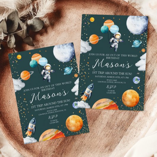 宇宙飛行士の風船 惑星の太陽一周記念 招待状