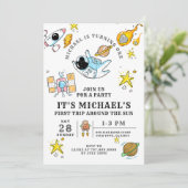 宇宙飛行士の1歳誕生日パーティー招待状 招待状 (スタンド正面)