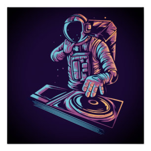 宇宙飛行士のDJディスク·ジョッキー氏遊の音楽を宇宙 ポスター