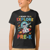 宇宙飛行士のPre-K初日、探検の準備完了 Tシャツ (正面)