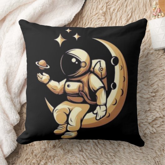 宇宙飛行士のTシャツ、ユーモアあふれる惑星、スペースマン クッション (ブランケット)