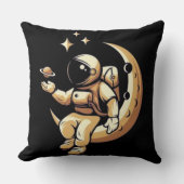 宇宙飛行士のTシャツ、ユーモアあふれる惑星、スペースマン クッション (正面)