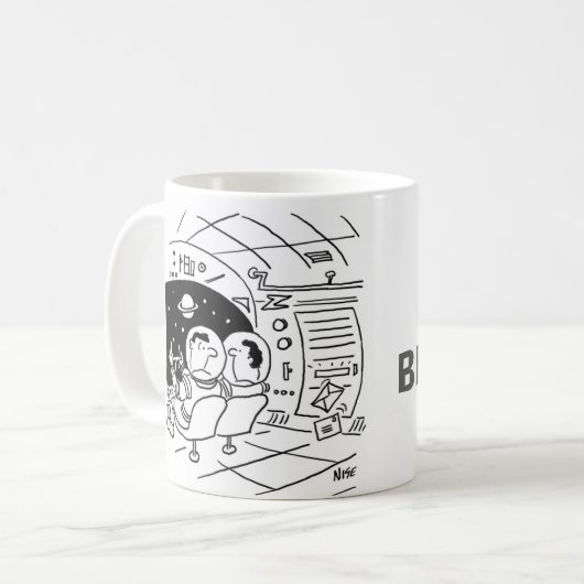 宇宙飛行士はメールの配信を見て驚いた コーヒーマグカップ (正面左)