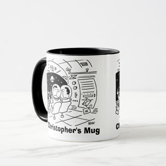 宇宙飛行士はメールを見てびっくり。名前の選択の追加。 マグカップ (正面左)