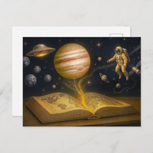 宇宙飛行士は宇宙ストーリーブックから浮かぶ シーズンポストカード (正面/裏面)