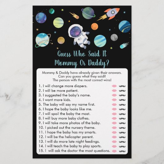 宇宙飛行士は誰がゲームを言ったか推測 (正面)