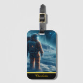宇宙飛行士は霜で覆われた表面に立つ ラゲッジタグ (正面縦)
