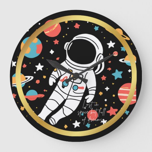 宇宙飛行士をテーマにした天空の丸時計 ラージ壁時計 (正面)
