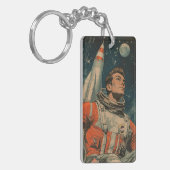 宇宙飛行士アート宇宙飛行士ギャラリーアートヴィンテージ キーホルダー (正面左)