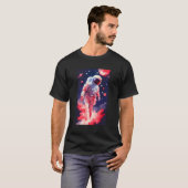 宇宙飛行士イン宇宙星赤白青レトロVint Tシャツ (正面フル)