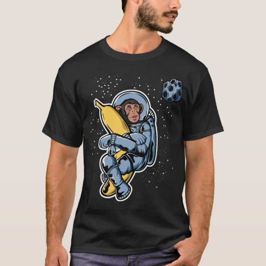 宇宙飛行士エイプハギングバナナ宇宙 Tシャツ (正面)