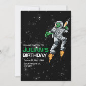 宇宙飛行士エイリアンの誕生日招待状UFO銀河の少年 招待状 (正面)