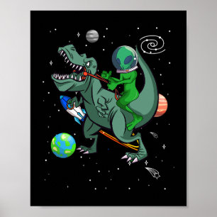 宇宙飛行士エイリアンのTRex恐竜 ポスター