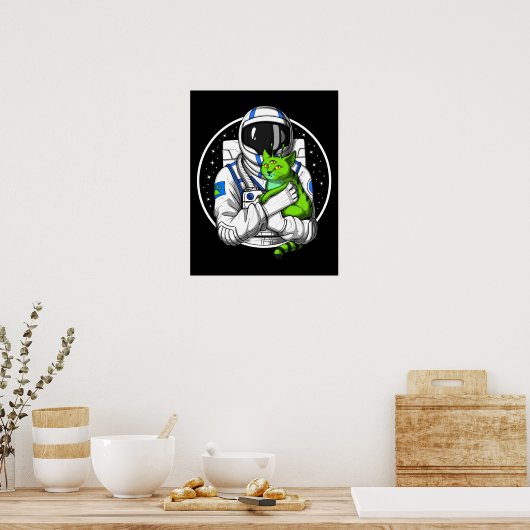 宇宙飛行士エイリアン猫 ポスター (キッチン)