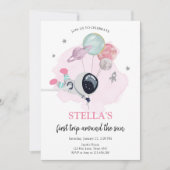 宇宙飛行士オレンジガールファースト誕生日 招待状 (正面)