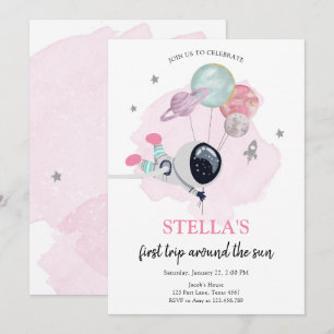 宇宙飛行士オレンジガールファースト誕生日 招待状