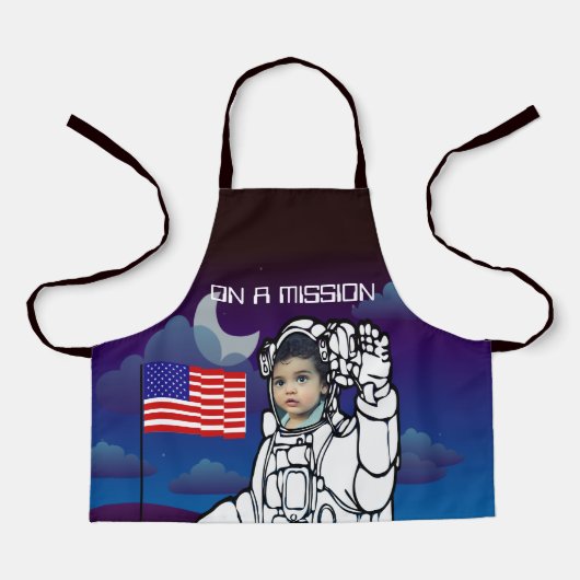 宇宙飛行士オンムーンアウタースペースボーイ誕生日 エプロン (正面)