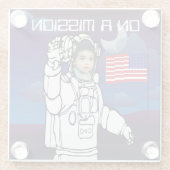 宇宙飛行士オンムーンアウタースペースボーイ誕生日 ガラスコースター (裏面)