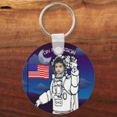 宇宙飛行士オンムーンアウタースペースボーイ誕生日 キーホルダー (正面)