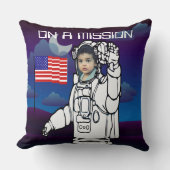 宇宙飛行士オンムーンアウタースペースボーイ誕生日 クッション (正面)