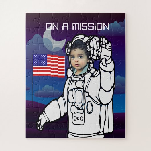 宇宙飛行士オンムーンアウタースペースボーイ誕生日 ジグソーパズル (縦)