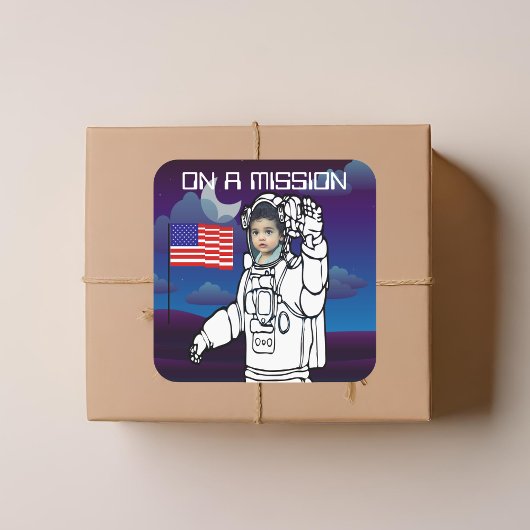 宇宙飛行士オンムーンアウタースペースボーイ誕生日 スクエアシール