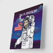 宇宙飛行士オンムーンアウタースペースボーイ誕生日 スクエア壁時計 (傾斜)