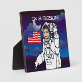 宇宙飛行士オンムーンアウタースペースボーイ誕生日 フォトプラーク (正面)