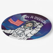 宇宙飛行士オンムーンアウタースペースボーイ誕生日 ペーパープレート (アングル)