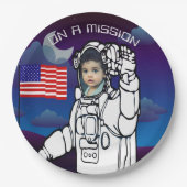 宇宙飛行士オンムーンアウタースペースボーイ誕生日 ペーパープレート (正面)