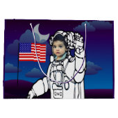 宇宙飛行士オンムーンアウタースペースボーイ誕生日 ラージペーパーバッグ (裏面)