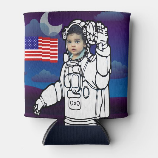 宇宙飛行士オンムーンアウタースペースボーイ誕生日 缶クーラー (正面)