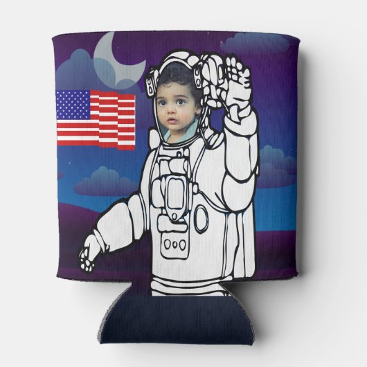 宇宙飛行士オンムーンアウタースペースボーイ誕生日 缶クーラー (裏面)