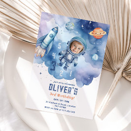 宇宙飛行士カウントダウン3回目の誕生日の写真 招待状