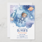 宇宙飛行士カウントダウン4歳の誕生日の写真 招待状 (正面)