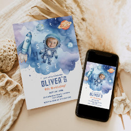 宇宙飛行士カウントダウン4歳の誕生日の写真 招待状