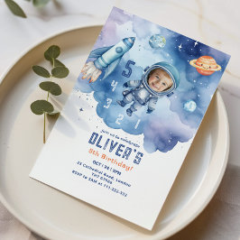 宇宙飛行士カウントダウン5歳の誕生日の写真 招待状