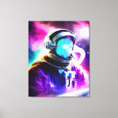 宇宙飛行士カラフルが宇宙空間に引き伸ばしキャンバス キャンバスプリント (正面)