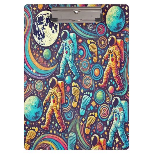 宇宙飛行士カラフルのスペースウォークパターン クリップボード (正面)