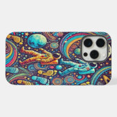 宇宙飛行士カラフルのスペースウォークパターン iPhoneケース (裏面横)