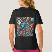 宇宙飛行士カラフルのスペースウォークパターン Tシャツ (裏面)