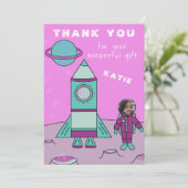 宇宙飛行士ガールオンムーンありがとう挿入顔 サンキューカード (スタンド正面)