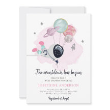 宇宙飛行士ガールベビーシャワー招待状