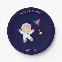 宇宙飛行士ガール子供の誕生日 ペーパープレート